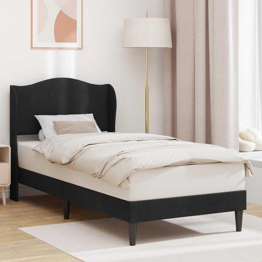 vidaXL Bed Frame with Headboard Black 90 x 190 cm Velvet