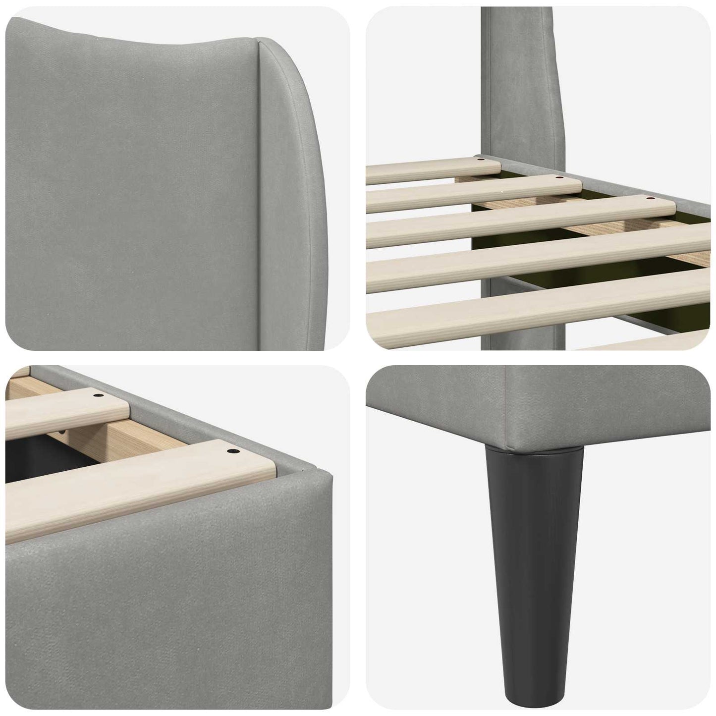 vidaXL Bed Frame with Headboard Light Grey 180 x 200 cm Velvet
