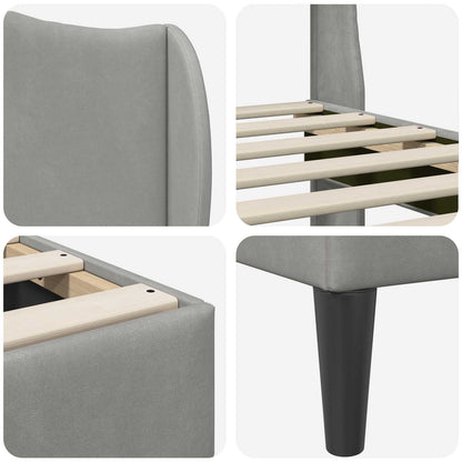 vidaXL Bed Frame with Headboard Light Grey 180 x 200 cm Velvet