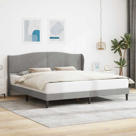 vidaXL Bed Frame with Headboard Light Grey 180 x 200 cm Velvet