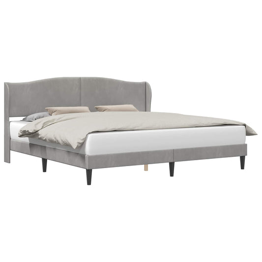 vidaXL Bed Frame with Headboard Light Grey 180 x 200 cm Velvet