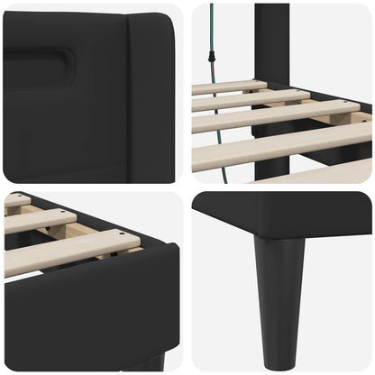 vidaXL Bed Frame with LED Strip Lights Black 90 x 190 cm Faux Leather