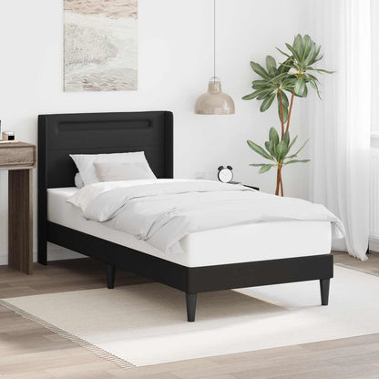 vidaXL Bed Frame with LED Strip Lights Black 90 x 190 cm Faux Leather