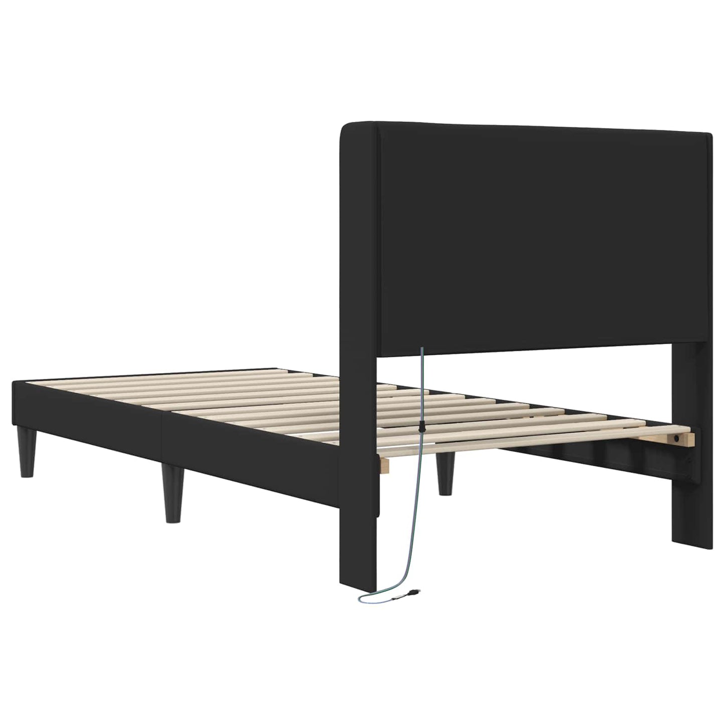vidaXL Bed Frame with LED Strip Lights Black 90 x 190 cm Faux Leather