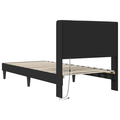 vidaXL Bed Frame with LED Strip Lights Black 90 x 190 cm Faux Leather