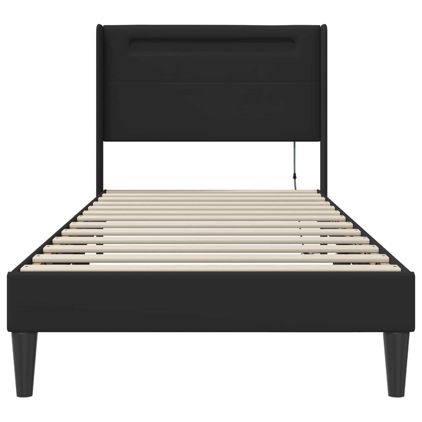 vidaXL Bed Frame with LED Strip Lights Black 90 x 190 cm Faux Leather