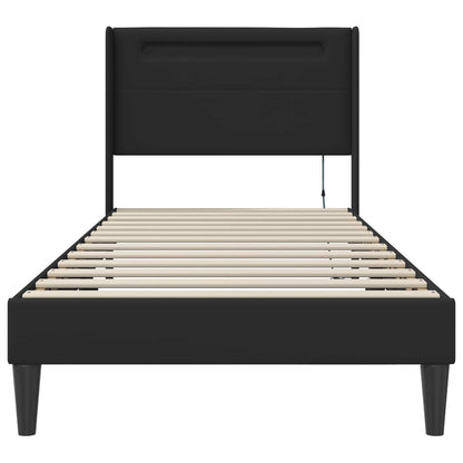 vidaXL Bed Frame with LED Strip Lights Black 90 x 190 cm Faux Leather