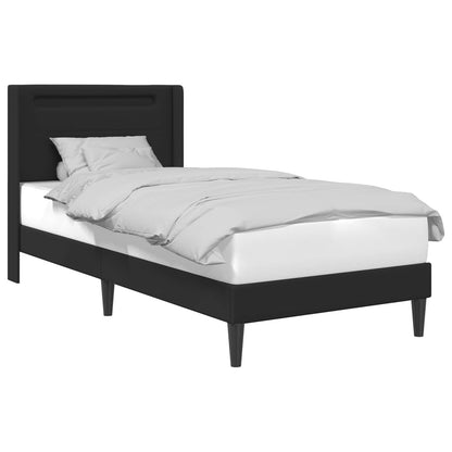 vidaXL Bed Frame with LED Strip Lights Black 90 x 190 cm Faux Leather