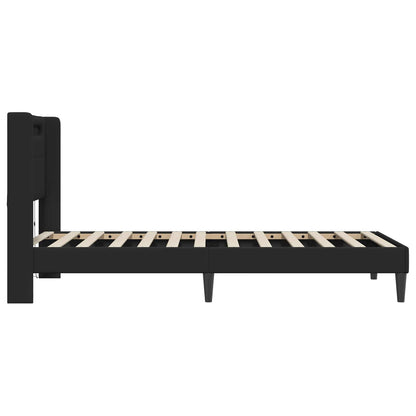 vidaXL Bed Frame with LED Strip Lights Black 90 x 190 cm Faux Leather