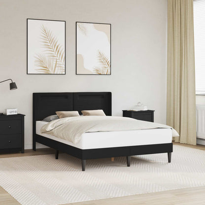 vidaXL Bed Frame with LED Strip Lights Black 135 x 190 cm Faux Leather