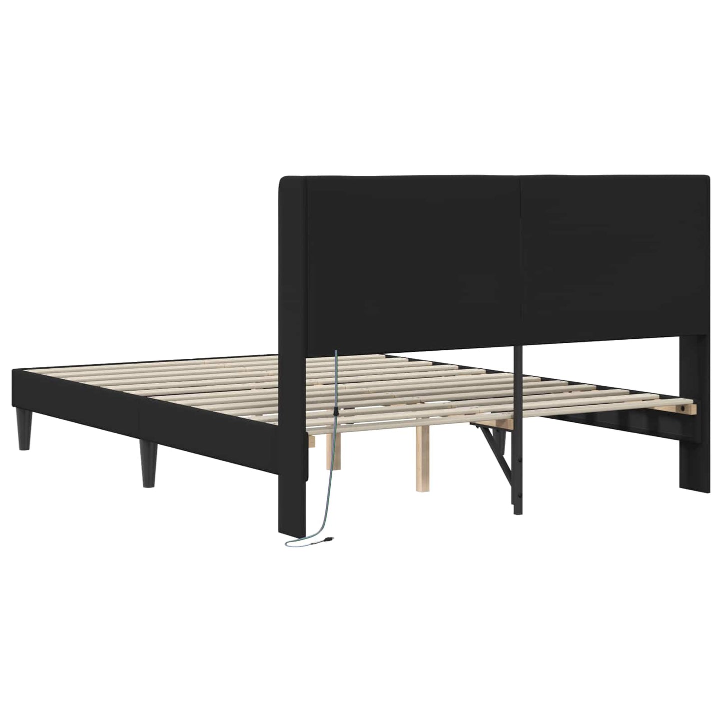 vidaXL Bed Frame with LED Strip Lights Black 135 x 190 cm Faux Leather