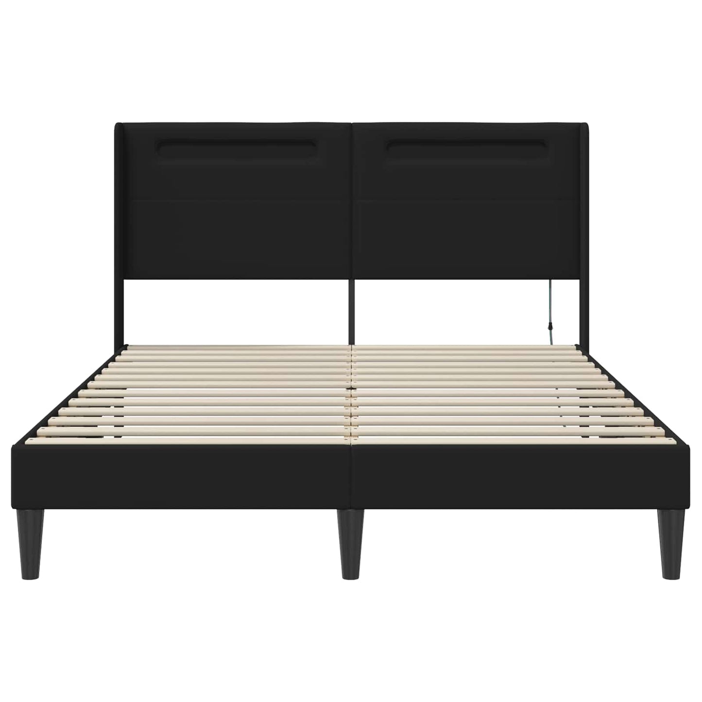 vidaXL Bed Frame with LED Strip Lights Black 135 x 190 cm Faux Leather