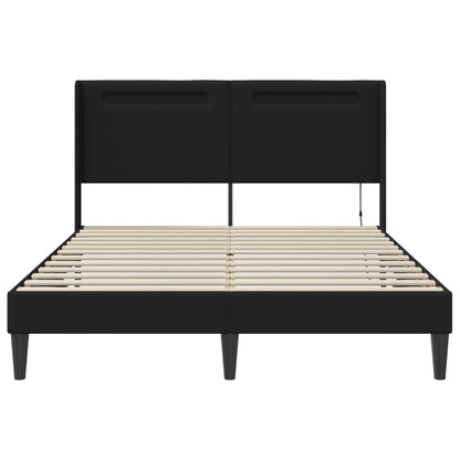 vidaXL Bed Frame with LED Strip Lights Black 135 x 190 cm Faux Leather