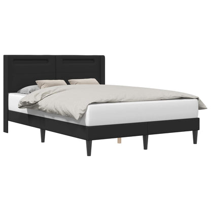 vidaXL Bed Frame with LED Strip Lights Black 135 x 190 cm Faux Leather
