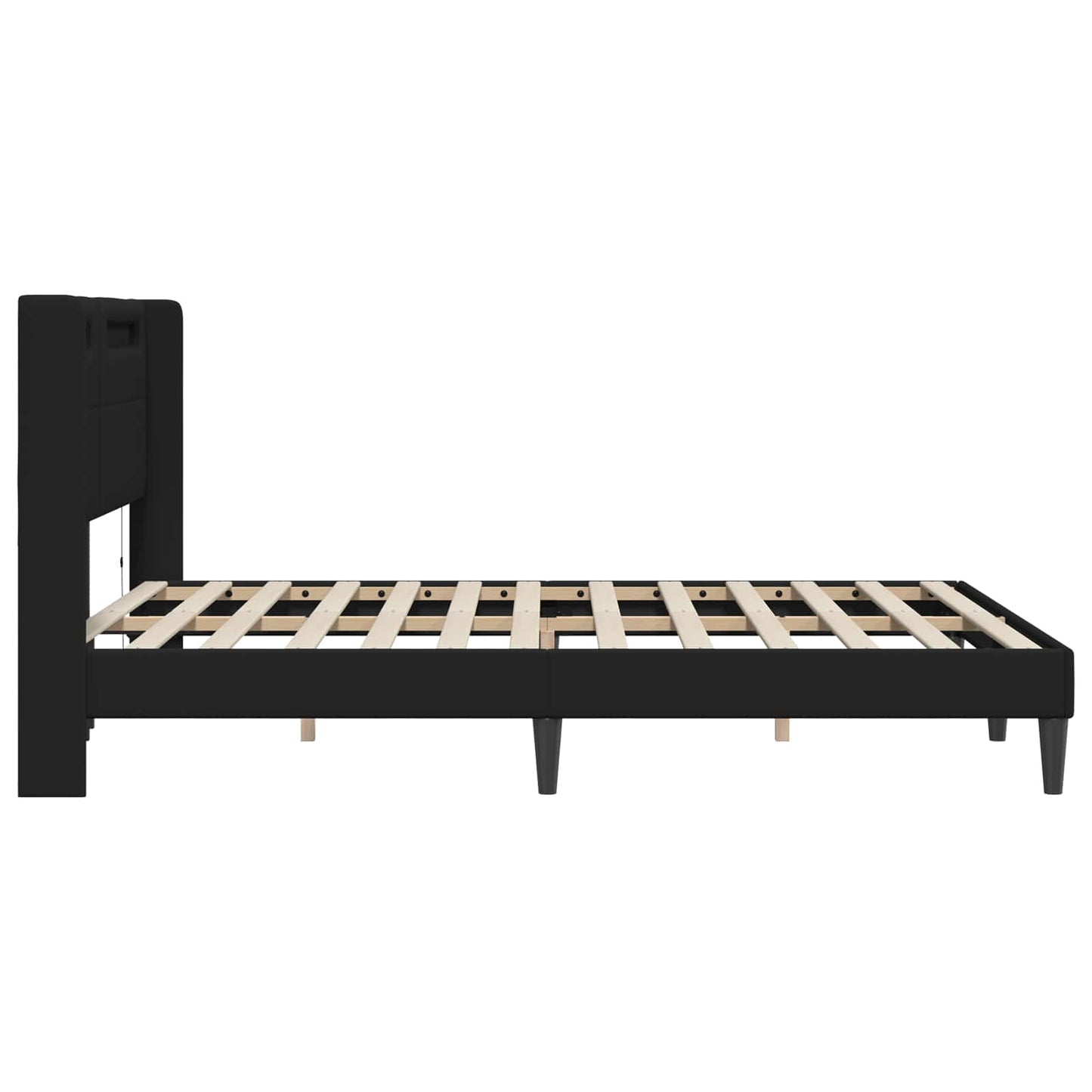 vidaXL Bed Frame with LED Strip Lights Black 135 x 190 cm Faux Leather