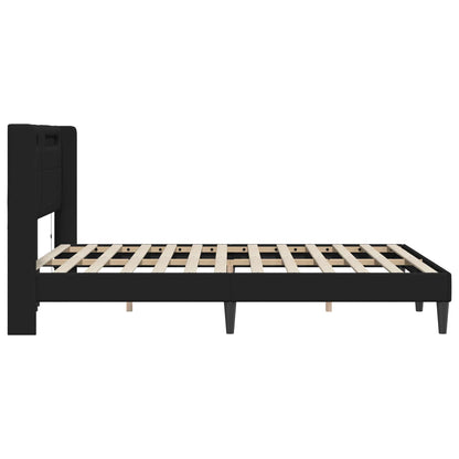 vidaXL Bed Frame with LED Strip Lights Black 135 x 190 cm Faux Leather