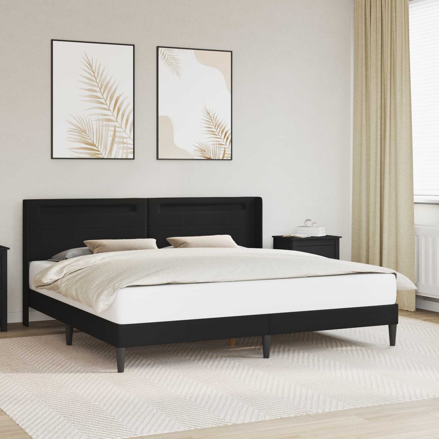 vidaXL Bed Frame with LED Strip Lights Black 180 x 200 cm Faux Leather