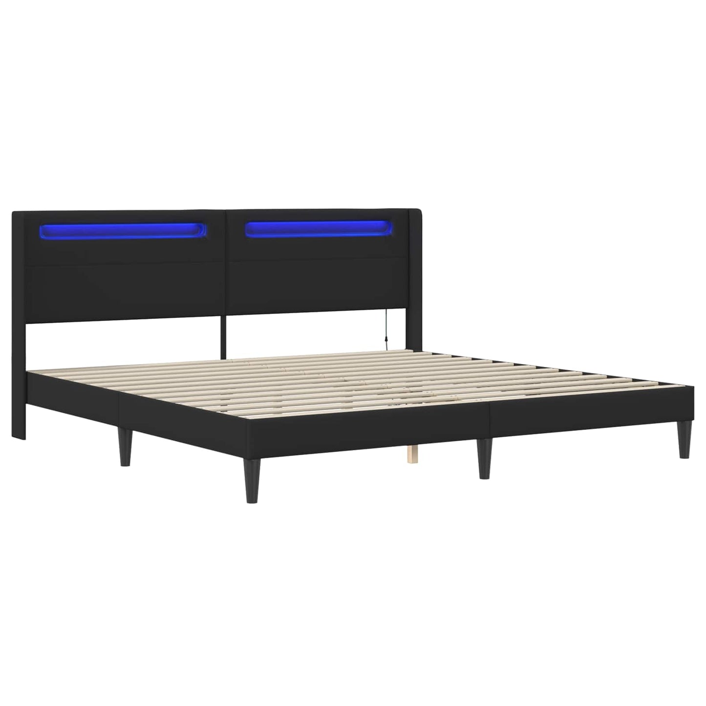 vidaXL Bed Frame with LED Strip Lights Black 180 x 200 cm Faux Leather
