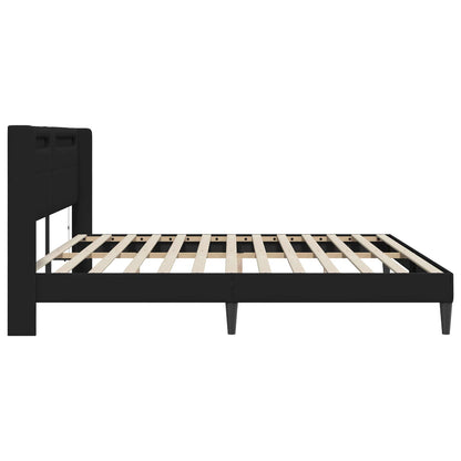 vidaXL Bed Frame with LED Strip Lights Black 180 x 200 cm Faux Leather