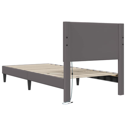 vidaXL Bed Frame with LED Strip Lights Grey 90 x 190 cm Faux Leather