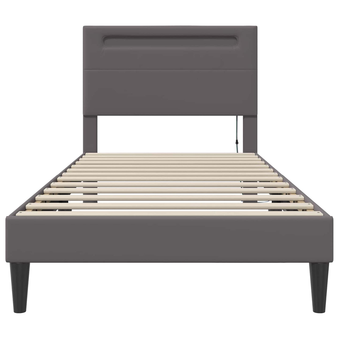 vidaXL Bed Frame with LED Strip Lights Grey 90 x 190 cm Faux Leather