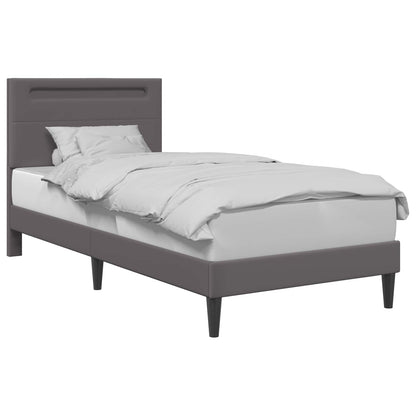 vidaXL Bed Frame with LED Strip Lights Grey 90 x 190 cm Faux Leather