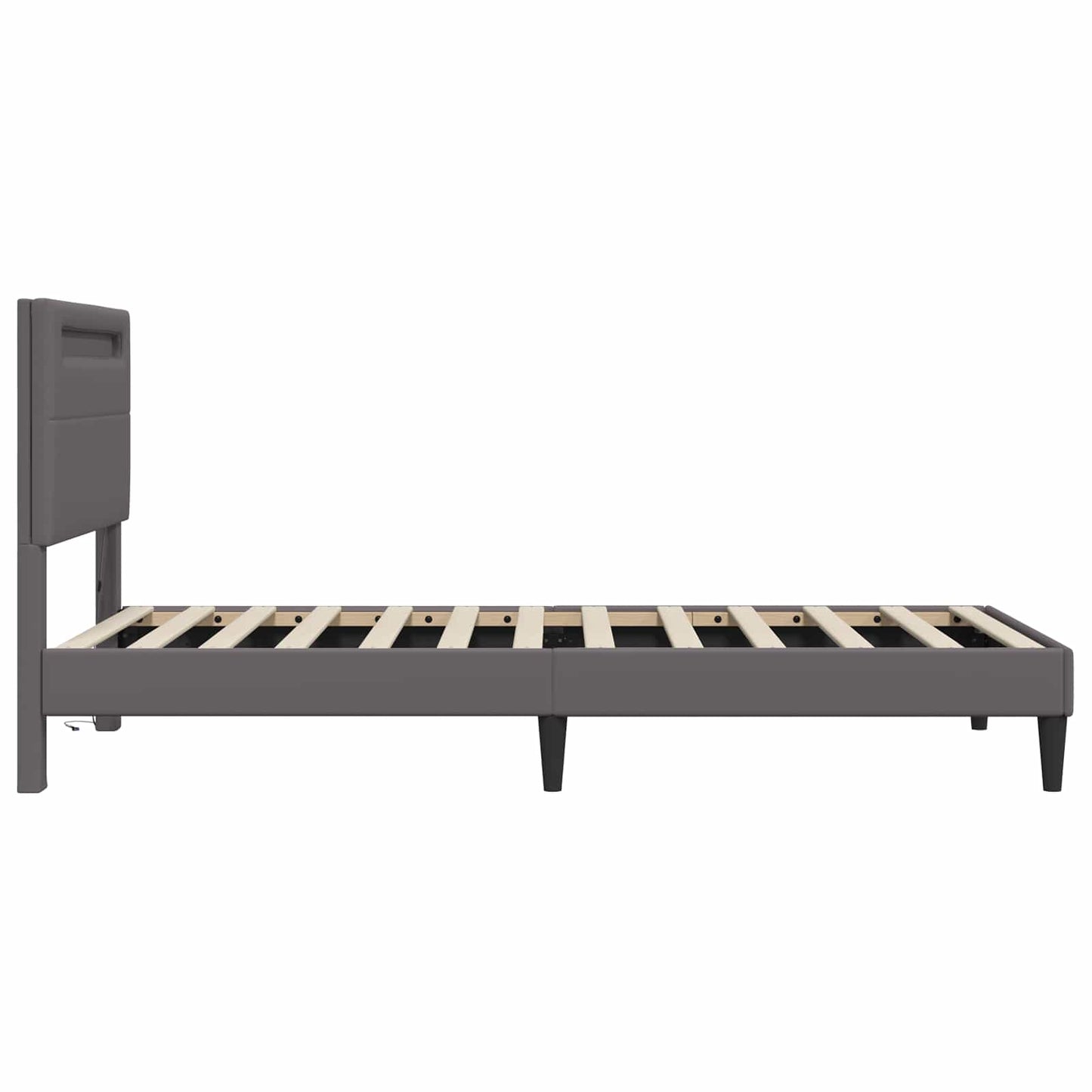 vidaXL Bed Frame with LED Strip Lights Grey 90 x 190 cm Faux Leather