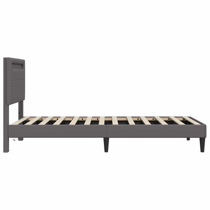 vidaXL Bed Frame with LED Strip Lights Grey 90 x 190 cm Faux Leather