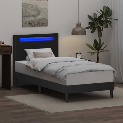 vidaXL Bed Frame with LED Strip Lights Black 90 x 190 cm Faux Leather