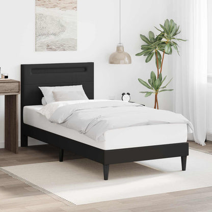 vidaXL Bed Frame with LED Strip Lights Black 90 x 190 cm Faux Leather