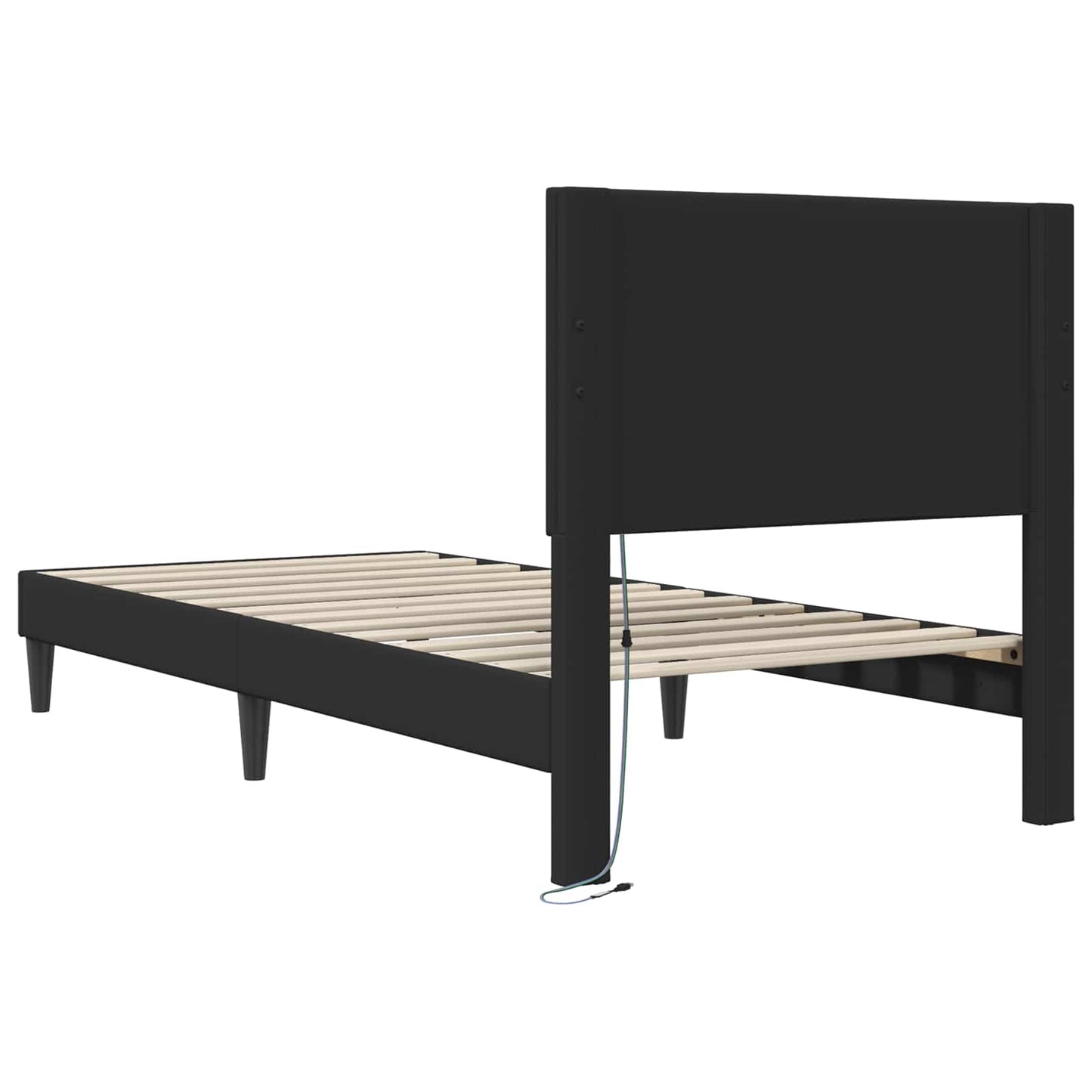 vidaXL Bed Frame with LED Strip Lights Black 90 x 190 cm Faux Leather