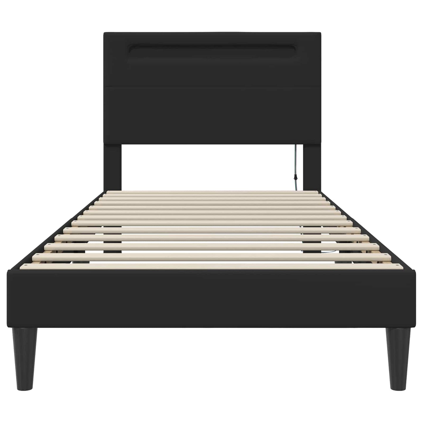 vidaXL Bed Frame with LED Strip Lights Black 90 x 190 cm Faux Leather