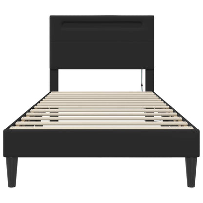 vidaXL Bed Frame with LED Strip Lights Black 90 x 190 cm Faux Leather