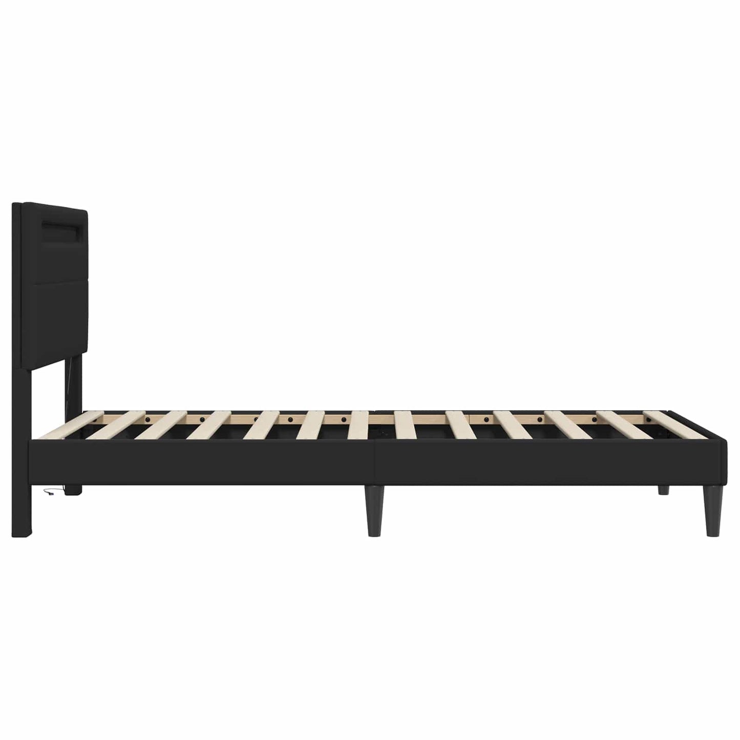 vidaXL Bed Frame with LED Strip Lights Black 90 x 190 cm Faux Leather