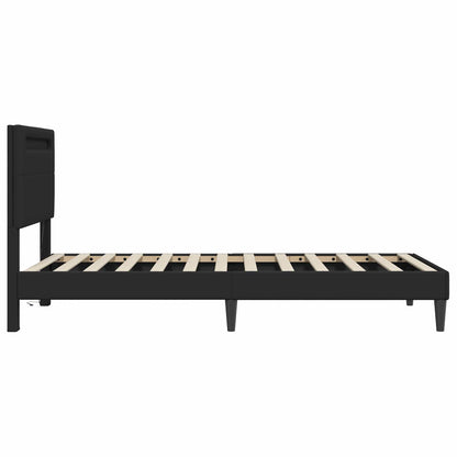 vidaXL Bed Frame with LED Strip Lights Black 90 x 190 cm Faux Leather