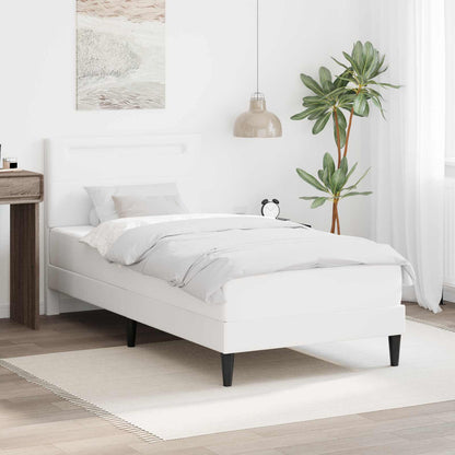 vidaXL Bed Frame with LED Strip Lights White 90 x 190 cm Faux Leather