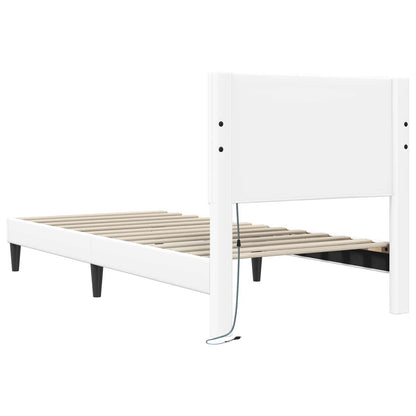 vidaXL Bed Frame with LED Strip Lights White 90 x 190 cm Faux Leather