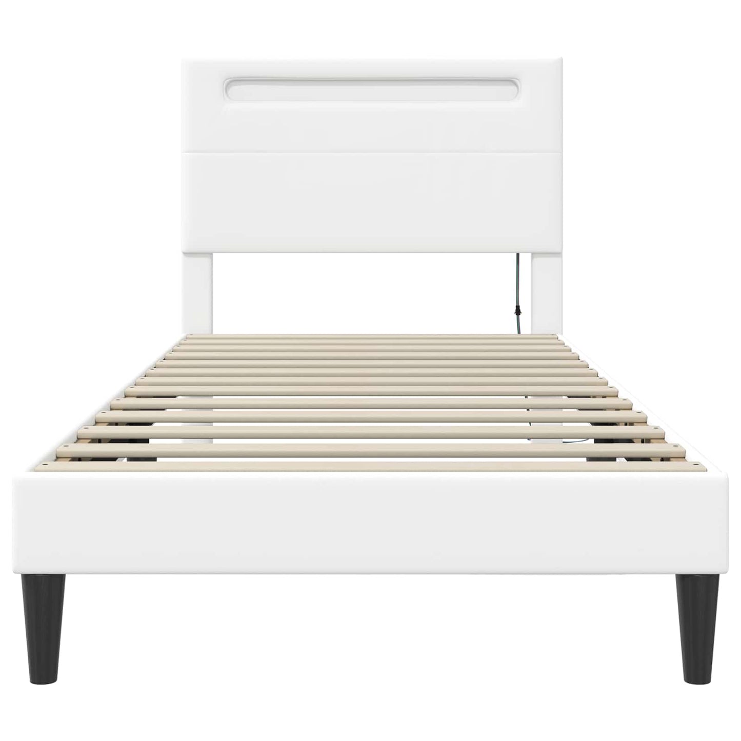 vidaXL Bed Frame with LED Strip Lights White 90 x 190 cm Faux Leather