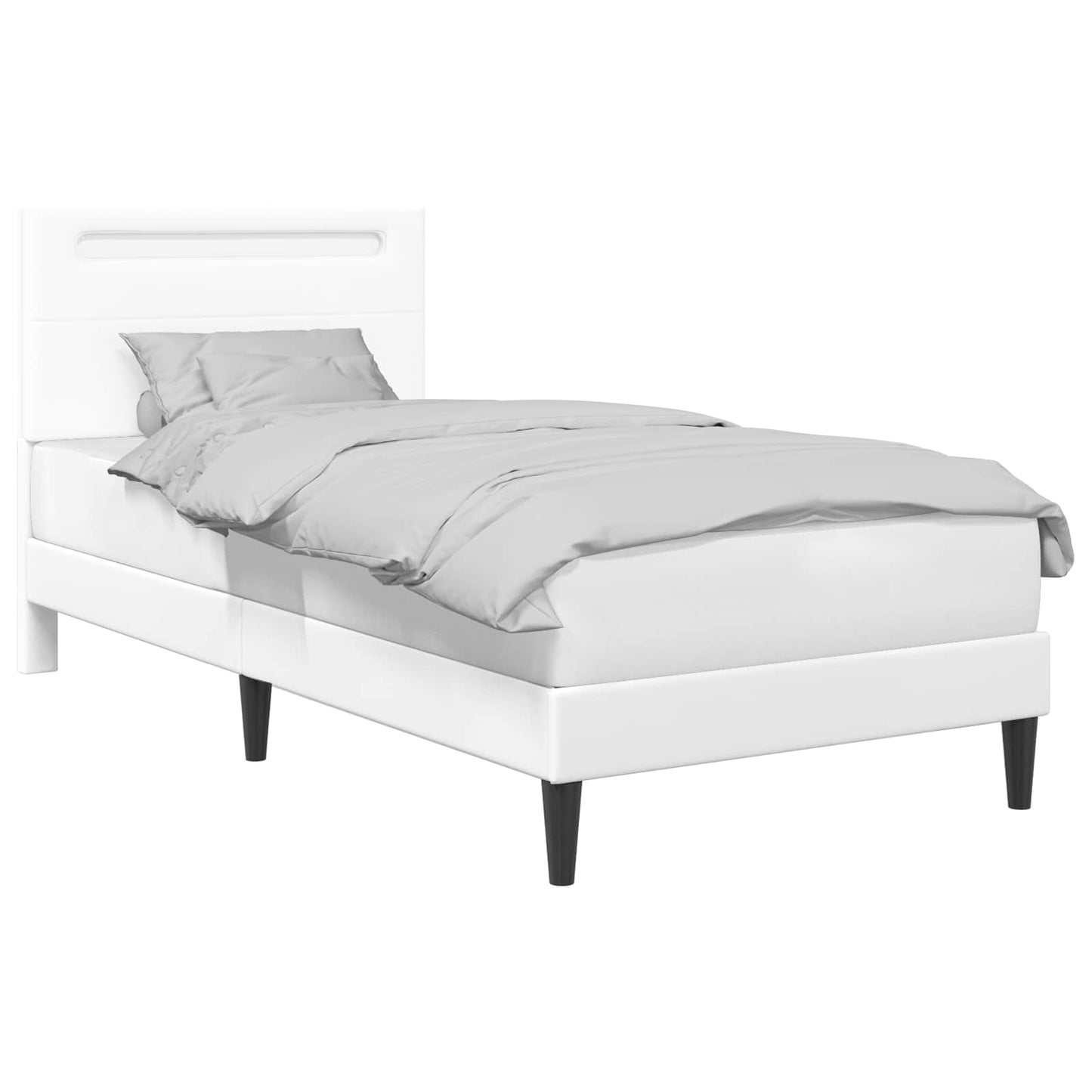 vidaXL Bed Frame with LED Strip Lights White 90 x 190 cm Faux Leather