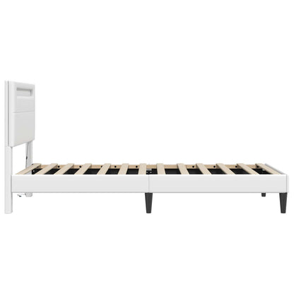 vidaXL Bed Frame with LED Strip Lights White 90 x 190 cm Faux Leather