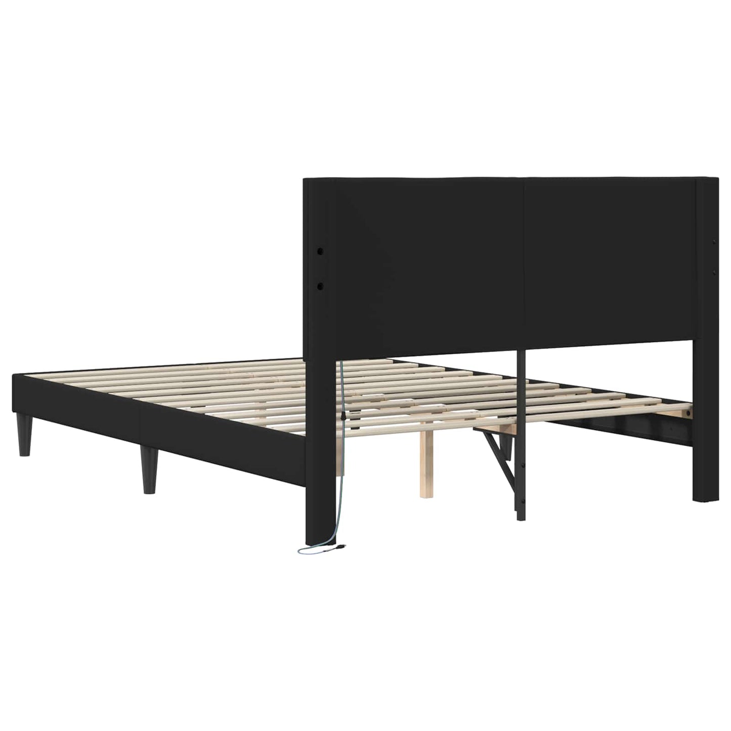 vidaXL Bed Frame with LED Strip Lights Black 135 x 190 cm Faux Leather