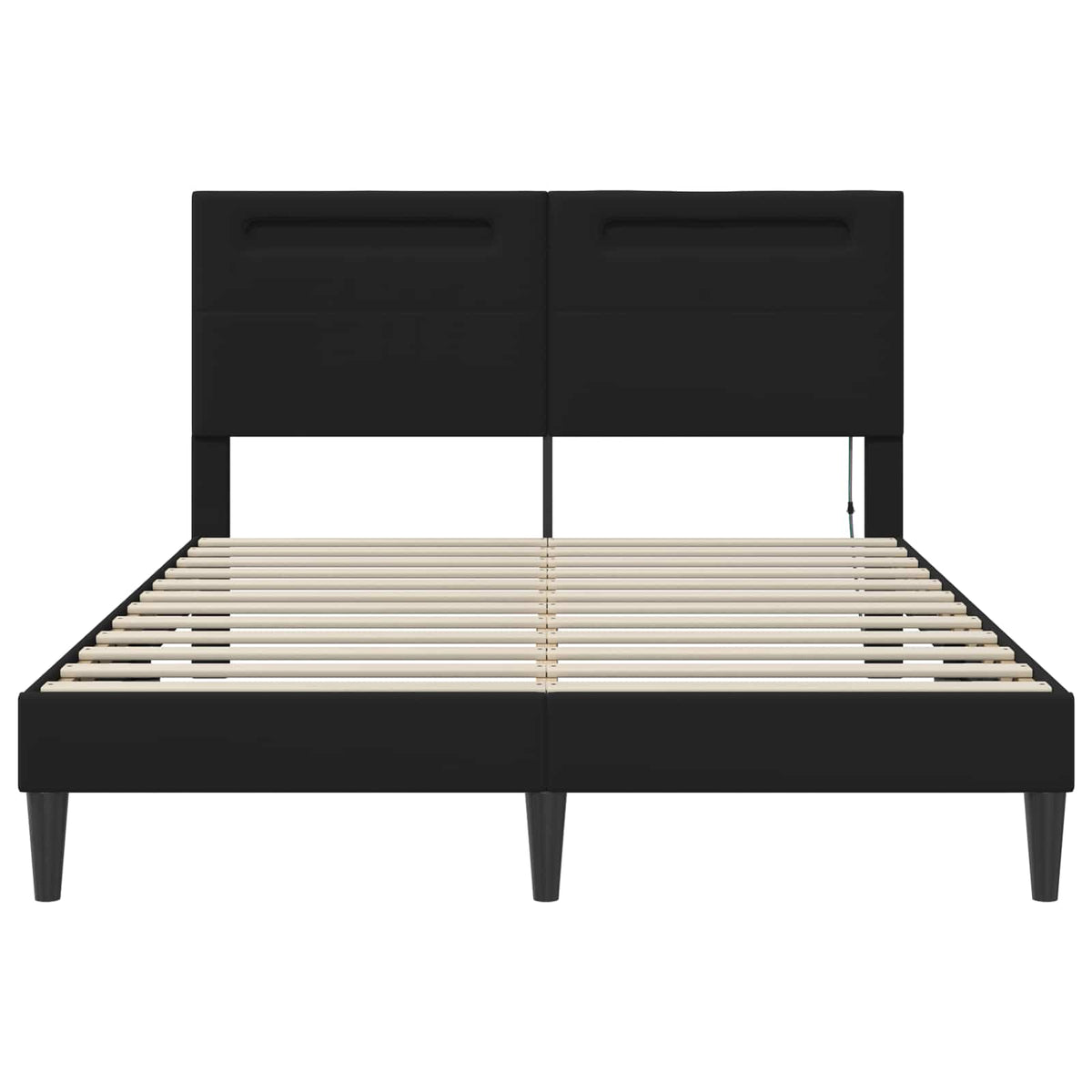 vidaXL Bed Frame with LED Strip Lights Black 135 x 190 cm Faux Leather