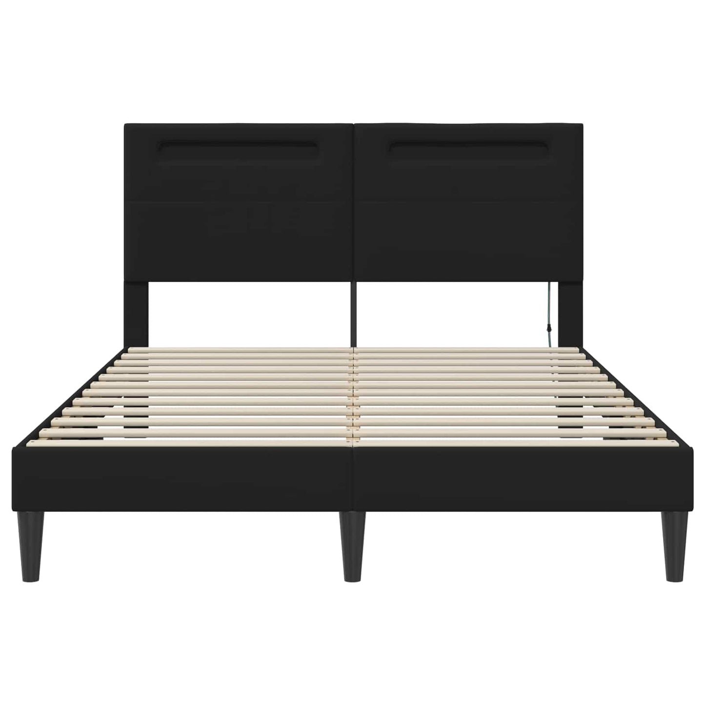 vidaXL Bed Frame with LED Strip Lights Black 135 x 190 cm Faux Leather