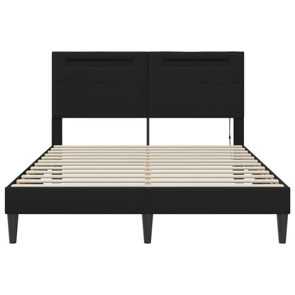 vidaXL Bed Frame with LED Strip Lights Black 135 x 190 cm Faux Leather