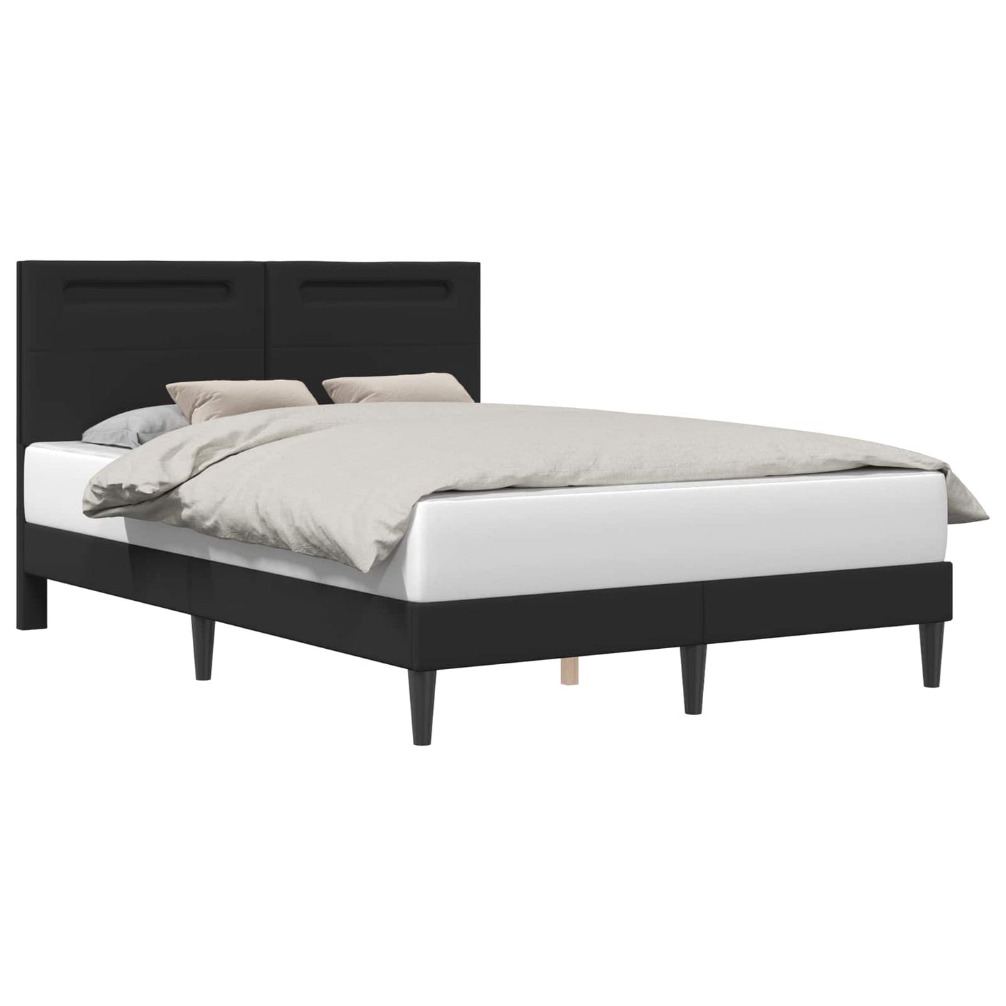 vidaXL Bed Frame with LED Strip Lights Black 135 x 190 cm Faux Leather