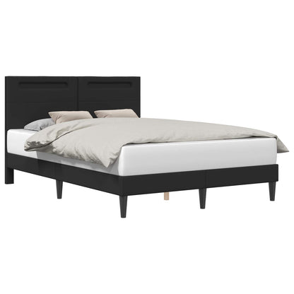 vidaXL Bed Frame with LED Strip Lights Black 135 x 190 cm Faux Leather