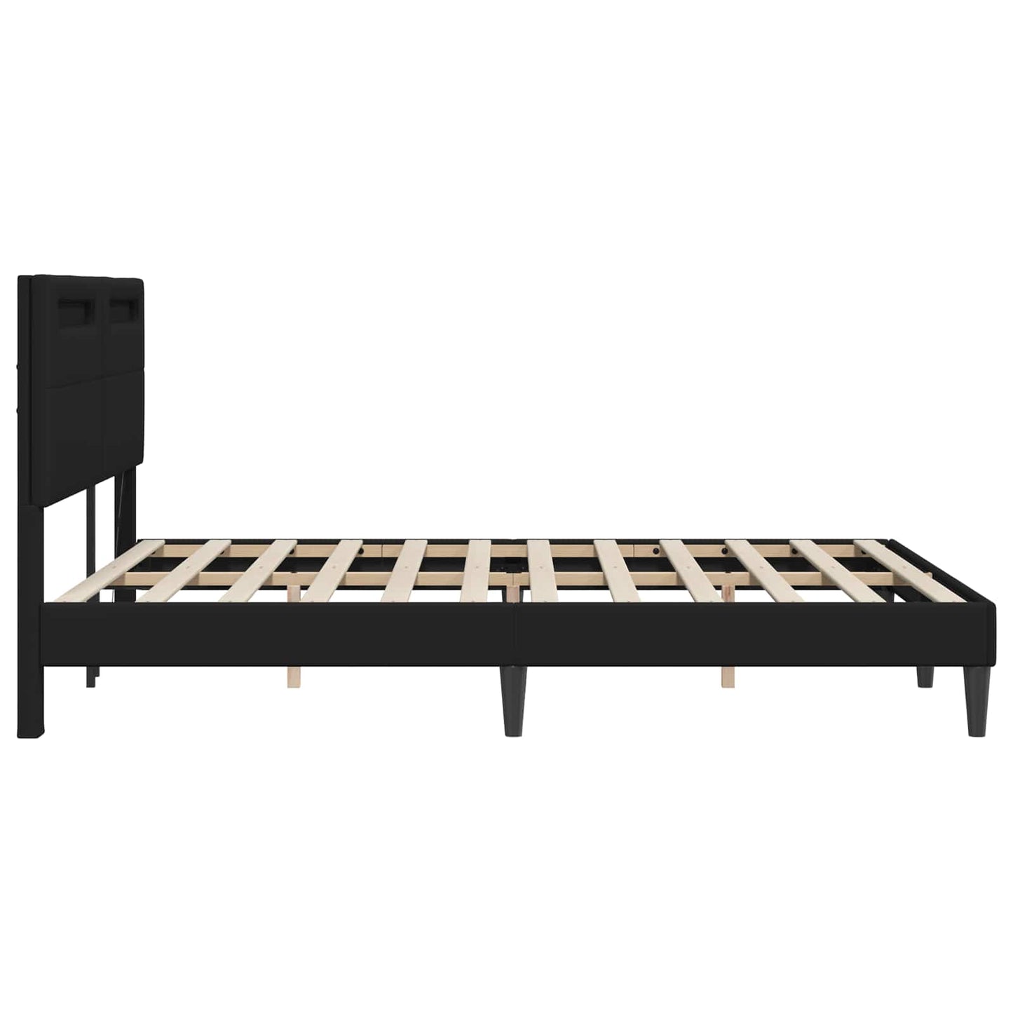 vidaXL Bed Frame with LED Strip Lights Black 135 x 190 cm Faux Leather