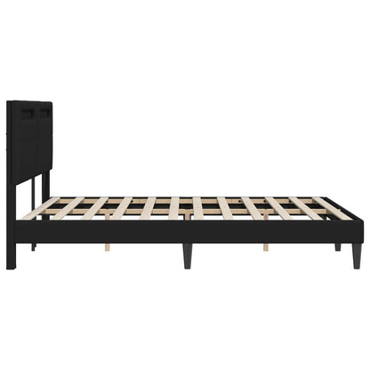 vidaXL Bed Frame with LED Strip Lights Black 135 x 190 cm Faux Leather