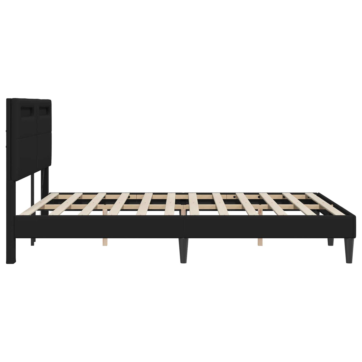 vidaXL Bed Frame with LED Strip Lights Black 135 x 190 cm Faux Leather