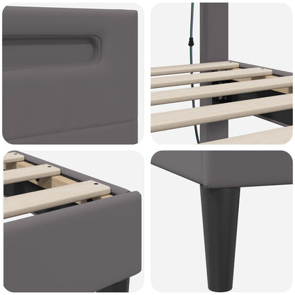 vidaXL Bed Frame with LED Strip Lights Grey 180 x 200 cm Faux Leather